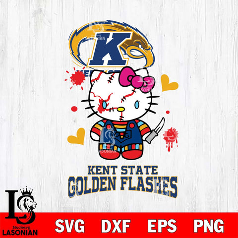 Kent State Golden Flashes Hello Kitty Horror 2 Svg Eps Dxf Png File, Digital Download