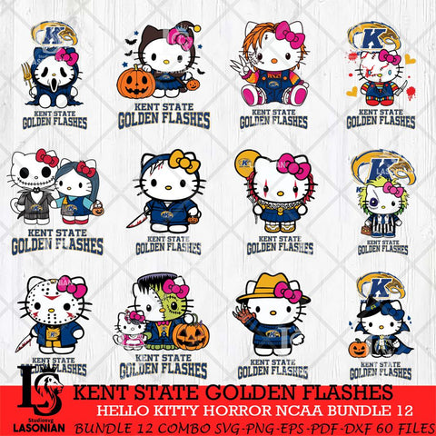 Kent State Golden Flashes Hello Kitty Horror NCAA Bundle 12 SVG Svg Eps Dxf Png File, Digital Download
