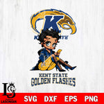 Kent State Golden Flashes Style Black Fan Girl Betty Boop, Svg Eps Dxf Png File, Digital Download