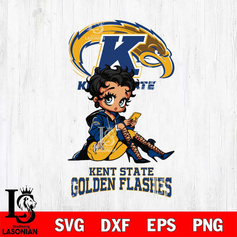 Kent State Golden Flashes Style Black Fan Girl Betty Boop, Svg Eps Dxf Png File, Digital Download