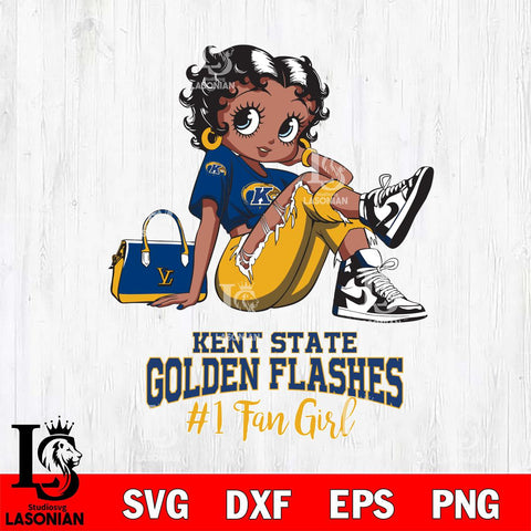 Kent State Golden Flashes #1 Black Fan Girl Betty Boop, Svg Eps Dxf Png File, Digital Download
