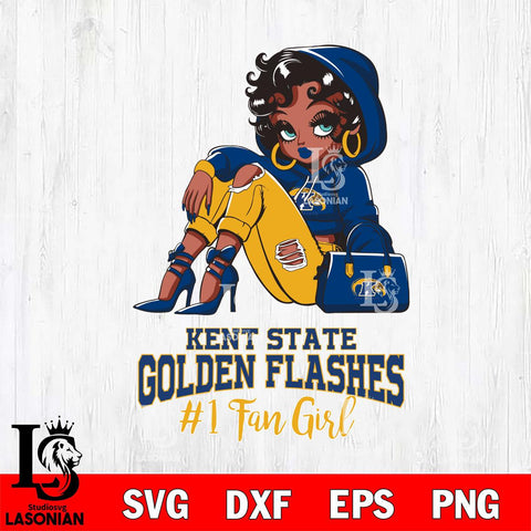 Kent State Golden Flashes #1 beauty Black Fan Girl, Svg Eps Dxf Png File, Digital Download