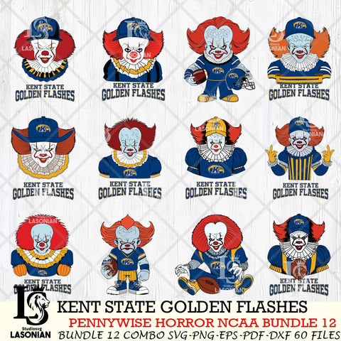 Kent State Golden Flashes  Pennywise Horror NCAA Bundle 12 SVG Svg Eps Dxf Png File, Digital Download