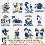 Kent State Golden Flashes  Snoopy NCAA Bundle 12 SVG Svg Eps Dxf Png File, Digital Download