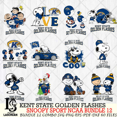Kent State Golden Flashes  Snoopy NCAA Bundle 12 SVG Svg Eps Dxf Png File, Digital Download