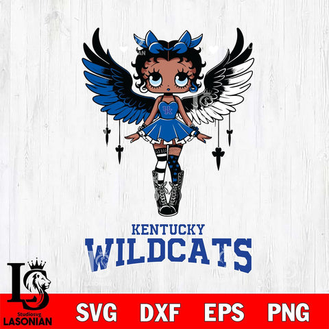 Kentucky Wildcats Anglel Black Fan Girl Betty Boop, Svg Eps Dxf Png File, Digital Download
