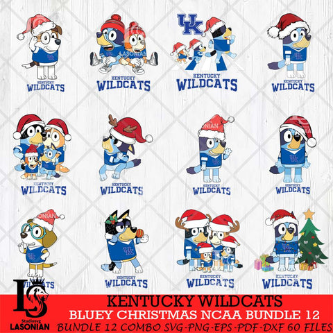 Kentucky Wildcats Bluey Christmas NCAA Bundle 12 Cricut File Cut Files , Bluey Cricut , Christmas Svg , Bluey svg , Digital Download, dxf eps png pdf file