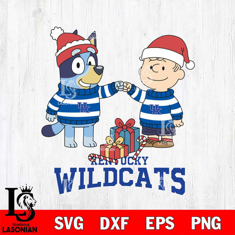 Kentucky Wildcats Bluey With Charlie Brown Christmas File Cut, NCAA SVG DXF EPS PNG FILE, Digital Download,Instant Download, Silhouette