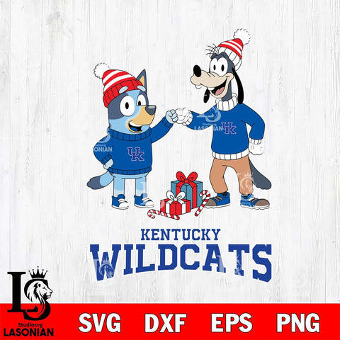 Kentucky Wildcats Bluey With Goofy Christmas File Cut, NCAA SVG DXF EPS PNG FILE, Digital Download,Instant Download, Silhouette