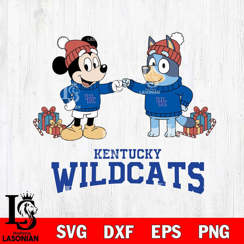 Kentucky Wildcats Bluey With Mickey Christmas File Cut, NCAA SVG DXF EPS PNG FILE, Digital Download,Instant Download, Silhouette