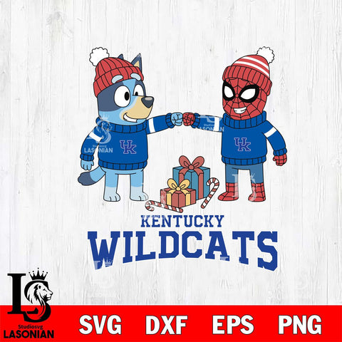 Kentucky Wildcats Bluey With Spider man Christmas File Cut, NCAA SVG DXF EPS PNG FILE, Digital Download,Instant Download, Silhouette