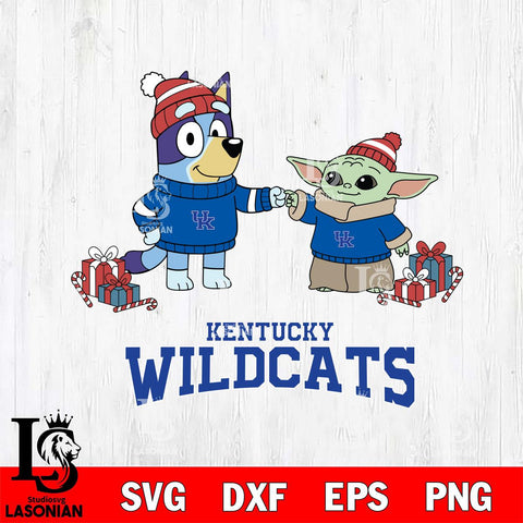 Kentucky Wildcats Bluey With Yoda Christmas File Cut, NCAA SVG DXF EPS PNG FILE, Digital Download,Instant Download, Silhouette