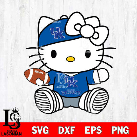 Kentucky Wildcats Cute Hello Kitty Football 11 Svg Eps Dxf Png File, NCAA svg, Digital Download, Instant Download