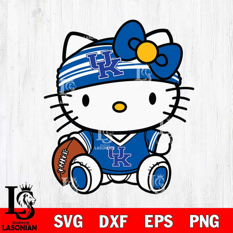 Kentucky Wildcats Cute Hello Kitty Football 12 Svg Eps Dxf Png File, NCAA svg, Digital Download, Instant Download