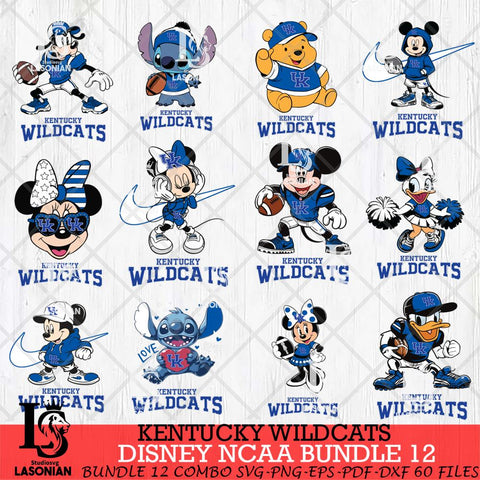 Kentucky Wildcats Disney NCAA Bundle Svg PNG 12 Svg Eps Dxf Png File, Digital Download