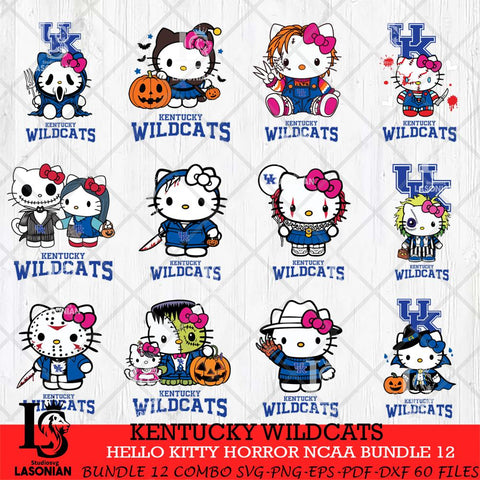 Kentucky Wildcats Hello Kitty Horror NCAA Bundle 12 SVG Svg Eps Dxf Png File, Digital Download