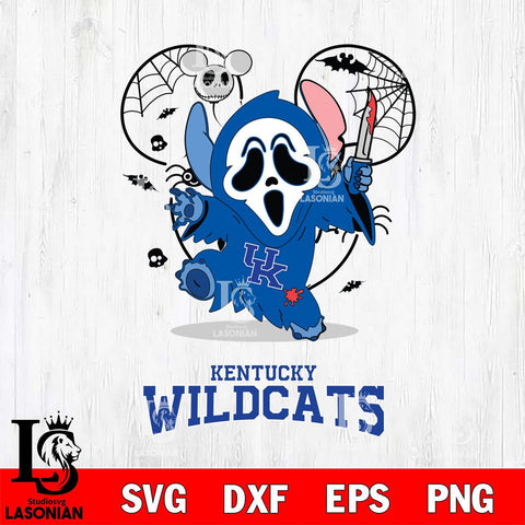 Kentucky Wildcats Stitch Ghost Face Halloween 2 Svg Eps Dxf Png File, Digital Download, Instant Download