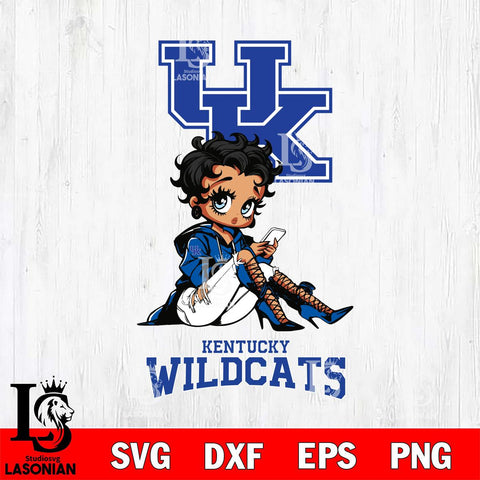 Kentucky Wildcats Style Black Fan Girl Betty Boop, Svg Eps Dxf Png File, Digital Download