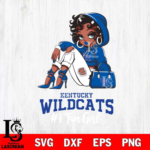 Kentucky Wildcats #1 beauty Black Fan Girl, Svg Eps Dxf Png File, Digital Download