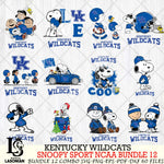 Kentucky Wildcats  Snoopy NCAA Bundle 12 SVG Svg Eps Dxf Png File, Digital Download