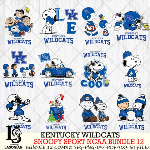 Kentucky Wildcats  Snoopy NCAA Bundle 12 SVG Svg Eps Dxf Png File, Digital Download