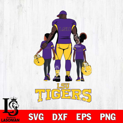 LSU Tigers 3 Father and son Rugby SVG DXF EPS PNG FILE,NCAA SVG, Father day Digital Download,Instant Download, Silhouette