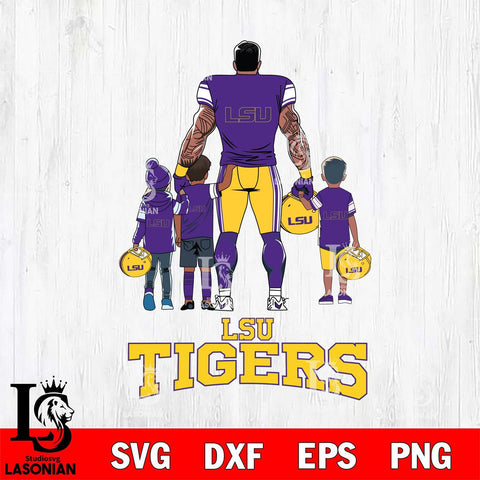 LSU Tigers 4 Father and son Rugby SVG DXF EPS PNG FILE,NCAA SVG, Father day Digital Download,Instant Download, Silhouette