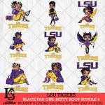 LSU Tigers Black Fan Girl Betty Boop Bundle 9, Svg Eps Dxf Png File, Digital Download