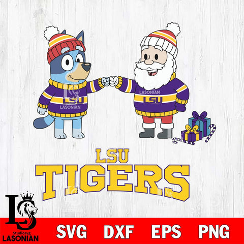 LSU Tigers Bluey With Satan Christmas File Cut, NCAA SVG DXF EPS PNG FILE, Digital Download,Instant Download, Silhouette