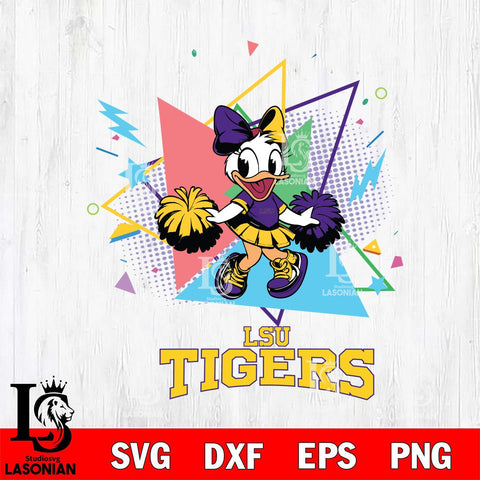 LSU Tigers Cute Daisy Duck Cheerleader SVG DXF EPS PNG FILE, NCAA File Cut,Digital Download,Instant Download