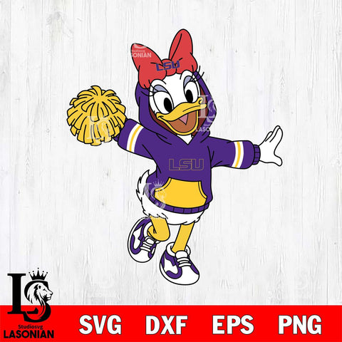 LSU Tigers Daisy Duck Cheerleader Christmas File Cut, NCAA SVG DXF EPS PNG FILE, Digital Download , Criucut , Silhouette