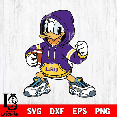 LSU Tigers Donald Duck Disney Christmas File Cut, NCAA SVG DXF EPS PNG FILE, Digital Download , Criucut , Silhouette