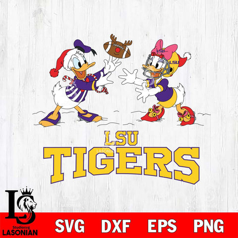 LSU Tigers Donald Duck & Daisy Duck Football Cricut,Christmas SVG DXF EPS PNG FILE, NCAA Digital Download,Instant Download, Silhouette
