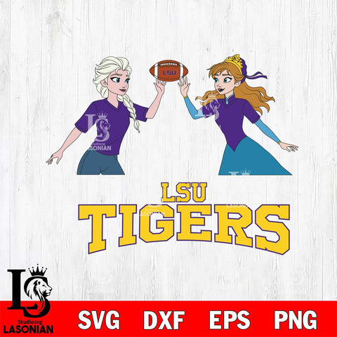 LSU Tigers Elsa & Anna Football Cricut,Christmas SVG DXF EPS PNG FILE, NCAA Digital Download,Instant Download, Silhouette