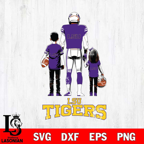 LSU Tigers Father And Child Football SVG DXF EPS PNG FILE,NCAA SVG, Father day Digital Download,Instant Download, Silhouette