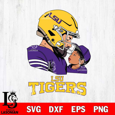 LSU Tigers Father And Child Rugby SVG DXF EPS PNG FILE,NCAA SVG, Father day Digital Download,Instant Download, Silhouette
