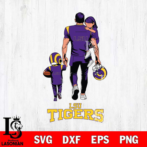 LSU Tigers Father And Son Football SVG DXF EPS PNG FILE,NCAA SVG, Father day Digital Download,Instant Download, Silhouette