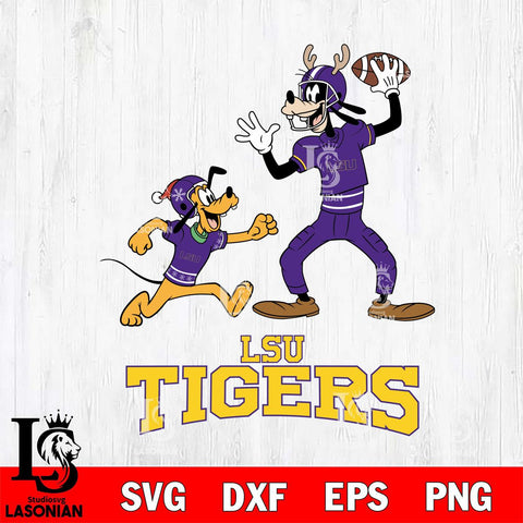 LSU Tigers Goofy & Pluto Football Cricut,Christmas SVG DXF EPS PNG FILE, NCAA Digital Download,Instant Download, Silhouette