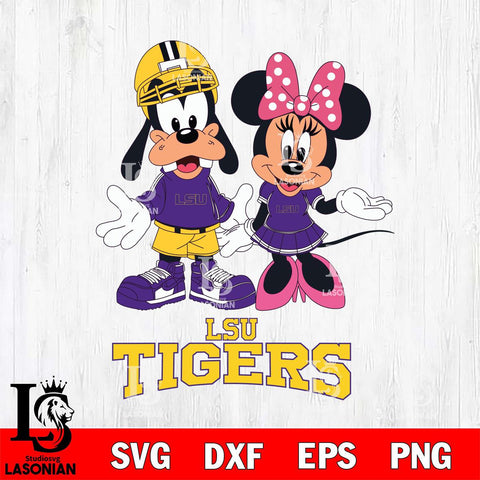 LSU Tigers Goofy and Minnie mouse Football SVG DXF EPS PNG FILE,NCAA svg ,Football Digital Download,Instant Download, Silhouette