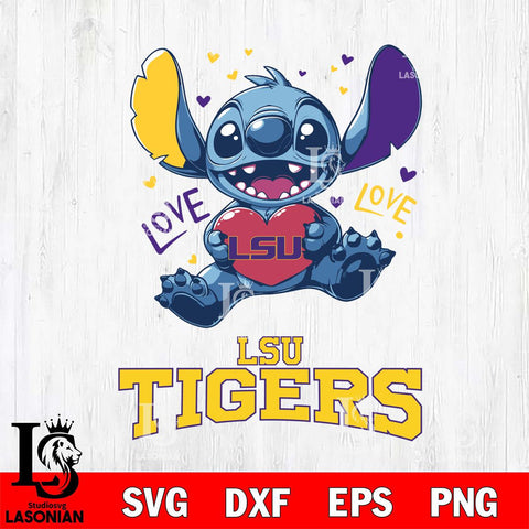 LSU Tigers Love Stitch, Svg Eps Dxf Png File, Digital Download