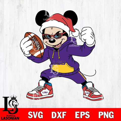 LSU Tigers Mickey Cool Football Christmas File Cut, NCAA SVG DXF EPS PNG FILE, Digital Download , Criucut , Silhouette