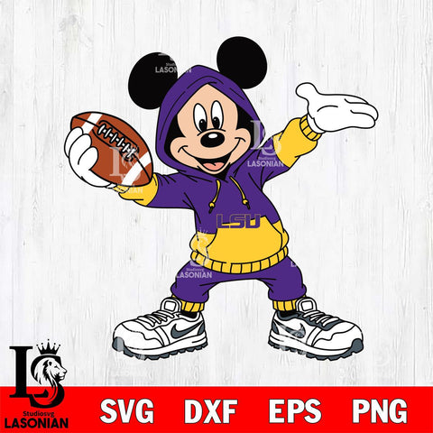 LSU Tigers Mickey Disney Football Christmas File Cut, NCAA SVG DXF EPS PNG FILE, Digital Download , Criucut , Silhouette