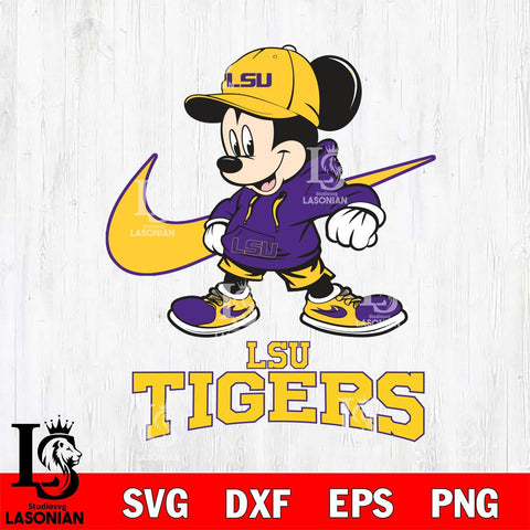 LSU Tigers Mickey Mouse NIKE, Svg Eps Dxf Png File, Digital Download