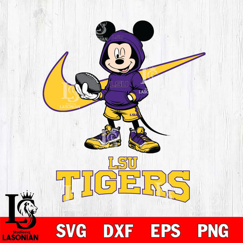 LSU Tigers Mikey Mouse Disney NIKE, Svg Eps Dxf Png File, Digital Download