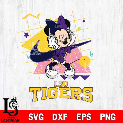 LSU Tigers Minnie Mouse Dancing SVG DXF EPS PNG FILE, NCAA File Cut,Digital Download,Instant Download