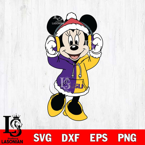 LSU Tigers Minnie Mouse Disney Football Christmas File Cut, NCAA SVG DXF EPS PNG FILE, Digital Download , Criucut , Silhouette