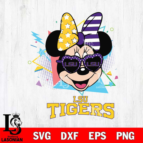 LSU Tigers Minnie Mouse Love Sport SVG DXF EPS PNG FILE, NCAA File Cut,Digital Download,Instant Download