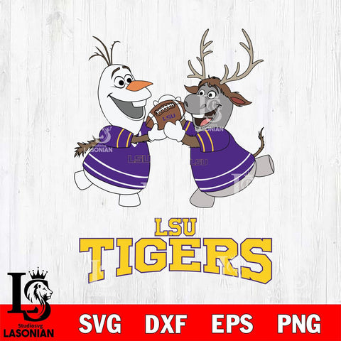 LSU Tigers Olaf & Sven Football Cricut,Christmas SVG DXF EPS PNG FILE, NCAA Digital Download,Instant Download, Silhouette