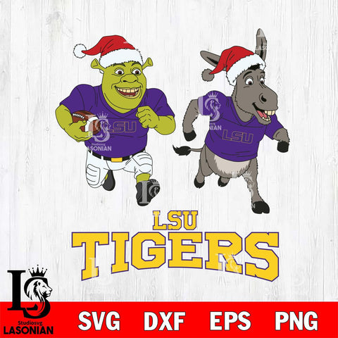 LSU Tigers Shrek and Donkey Football Cricut,Christmas SVG DXF EPS PNG FILE, NCAA Digital Download,Instant Download, Silhouette