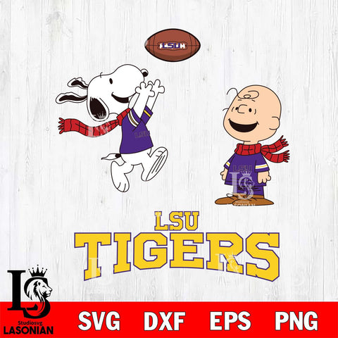 LSU Tigers Snoopy & Charlie Brown Football Cricut,Christmas SVG DXF EPS PNG FILE, NCAA Digital Download,Instant Download, Silhouette